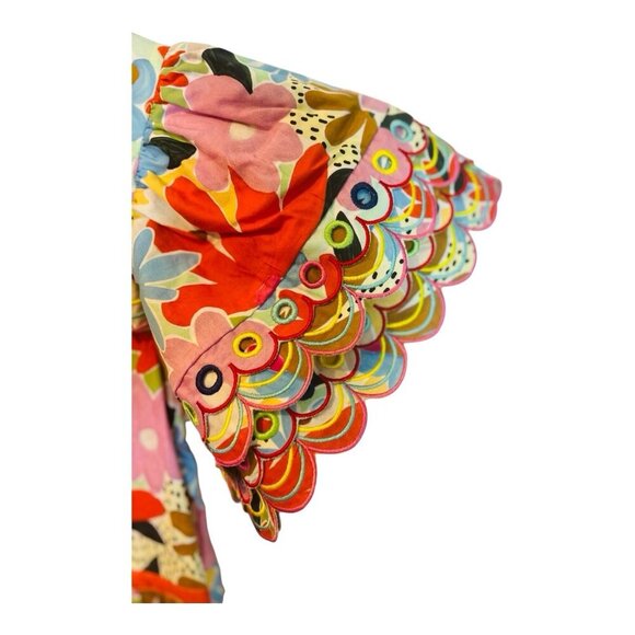 CeliaB Freya Dress Large Floral Multicolor Button Down MIDI Pockets Drawstring - Picture 7 of 15